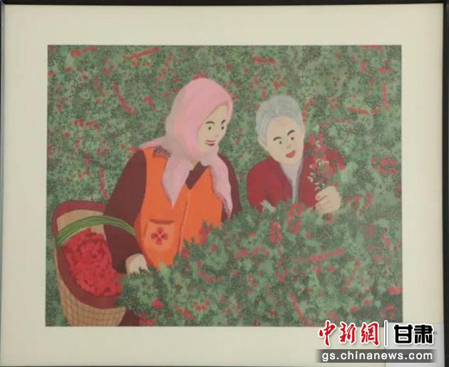 靖遠縣枸杞種植業(yè)帶動10多萬農(nóng)民脫貧致富。刺繡 王明風 繡稿 胡靜