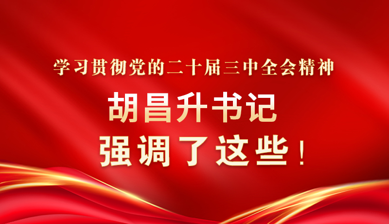 圖解|學(xué)習(xí)貫徹黨的二十屆三中全會(huì)精神 胡昌升書記強(qiáng)調(diào)了這些！